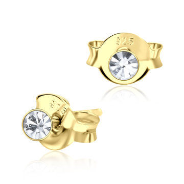 Gold Plated Roundy Stone Silver Stud Earring ST-1103-GP (2.2mm)